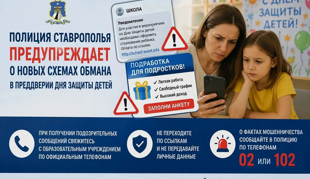 Полиция Ставрополья предупреждает о новых схемах обмана в преддверии Дня защиты детей